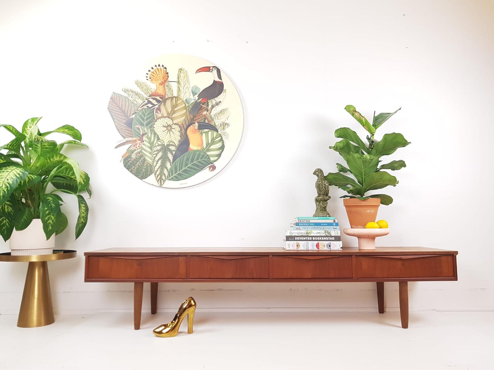 Laag vintage teakhouten dressoir, mid century